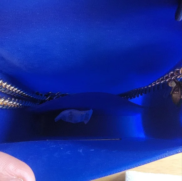 LA MIEL True Blue and Gold Studded Crossbody Bag & Rainbow Moonstone Bracelet. - Picture 12 of 12